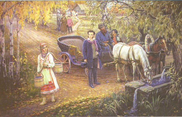 Николай Овчинников. У родника (А.С. Пушкин в Чувашии. 1828 г.). 1998 г.
